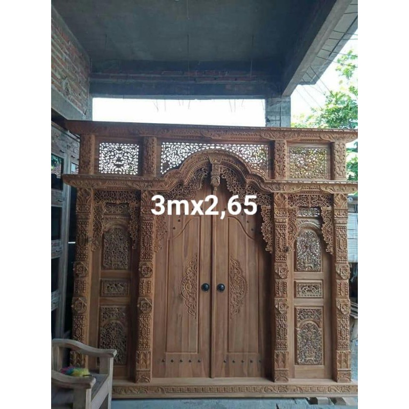 pintu rumah gebyok jati ukir jepara ukuran 3m