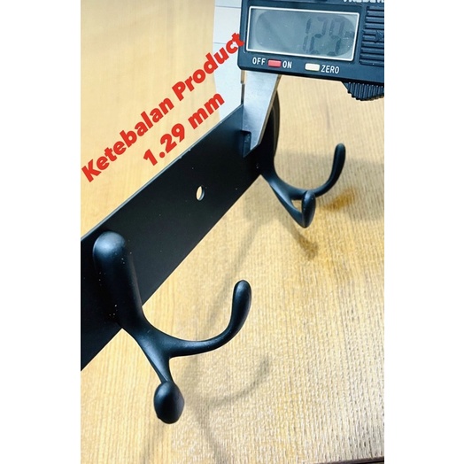 228 Kapstok Gantungan Baju 5 Kait 2 Hook Handuk Dapur Kunci Hitam Black - Robe Hook Dinding Tembok