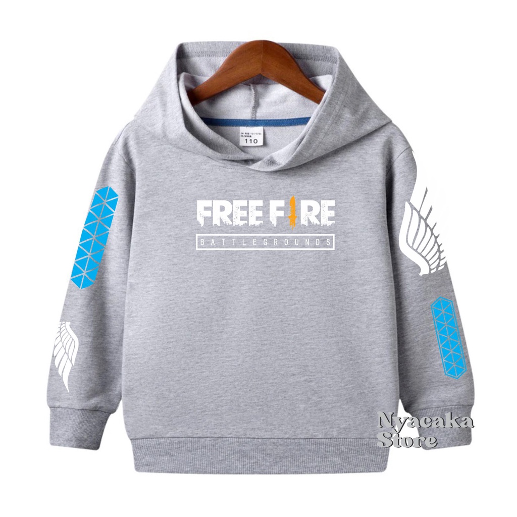 Jaket FF Anak Hoodie Jumper Free Fire Sweater Anak Jaket Garena Usia 7-13 Tahun