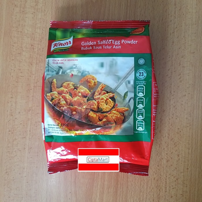 

SPESIAL PROMO - KNORR GOLDEN SALTED EGG POWDER / BUBUK SAUS TELUR ASIN 270GR
