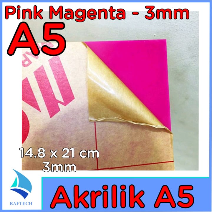 Akrilik A5 Lembaran 3mm Acrylic 3 mm Pink Magenta Marga Cipta