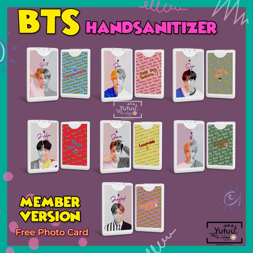 BANGTAN HANDSANITIZER POCKET SPRAY ( MEMBER VERSION ) / KPOP HANDSANITIZER (FREE PHOTOCARD) fanmade