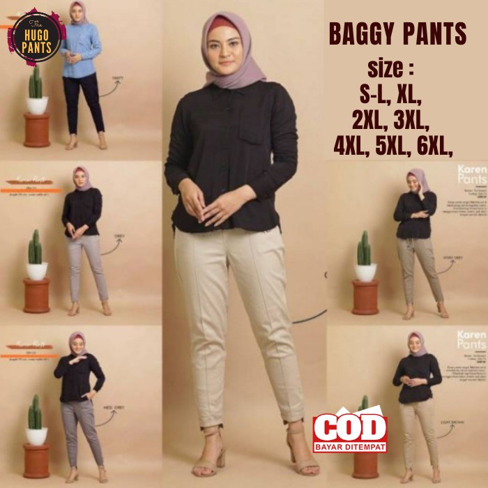 CELANA BAGGY  PANTS  WANITA JUMBO  BIG SIZE CELANA BAHAN 