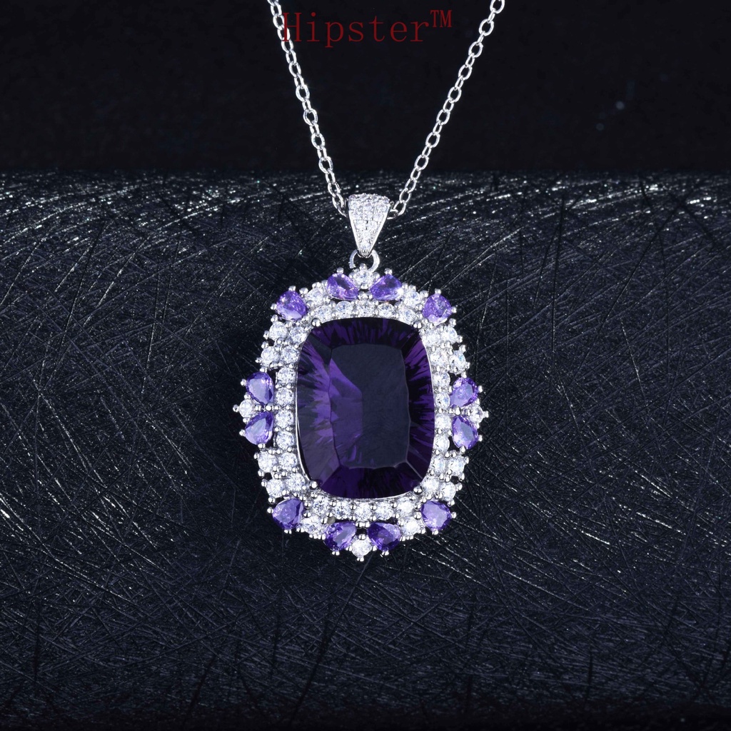 Premium Custom Luxury Natural Amethyst Diamond-Studded Necklace