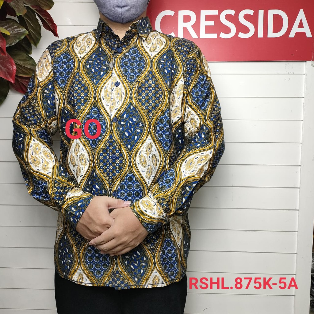 gof CRESSIDA KEMEJA BATIK Pakaian Pria Atasan Kemeja Cowok Laki-Laki Hem Lengan Panjang Original