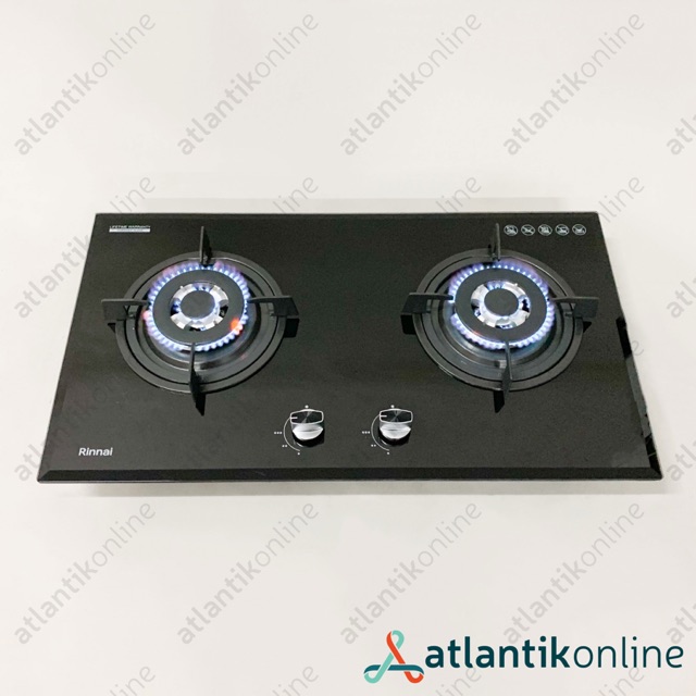 Kompor gas tanam built-in gas hob 2 tungku tempered glass RINNAI RB-772RO G RB772ROG RB 772 ROG