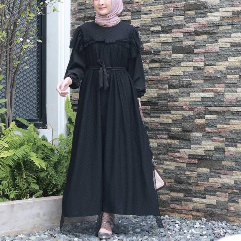 ♖ Baju Gamis Dress Kondangan Hitam Wanita Remaja Jumbo Ld 120 130 140 Terbaru Kekinian MIRA DRESS ♖
