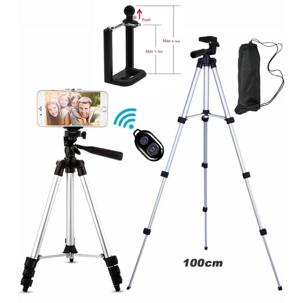 TRIPOD 1M STANDING HP WITH TOMSIS BLUETOOTH WIRELESS PHONE HOLD DK3888