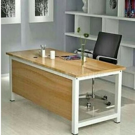 Meja Kantor Direktur Sekretaris Staff  Kayu Papan Multipleks HPL Marble (hitam, putih,Abu2) Kombinas