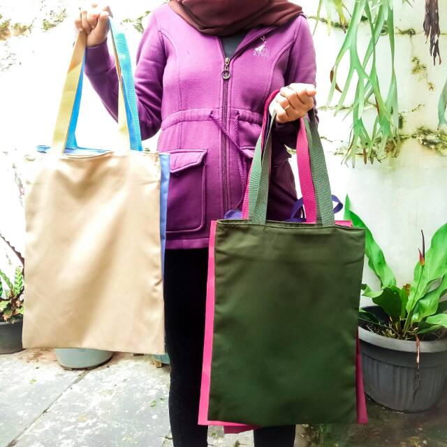 casual tote bag polos premium bahan drill halus