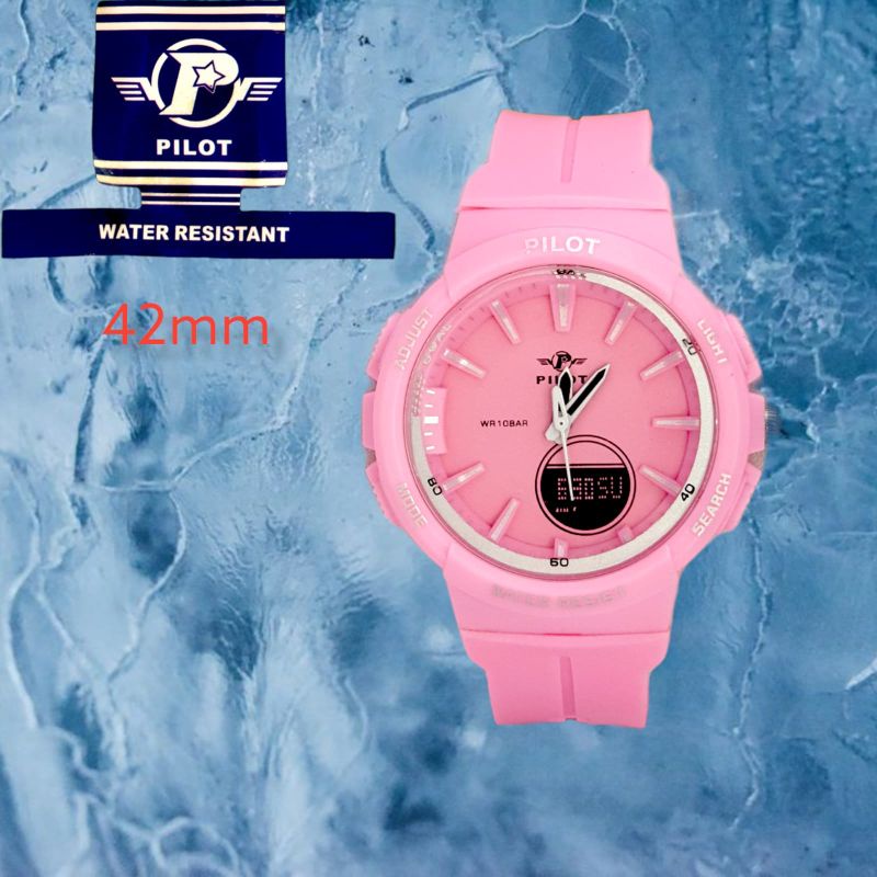 (Grosir)Jam Tangan Wanita Pilot Anti Air/Water Resisst Strap Rubber(Terima Cod)