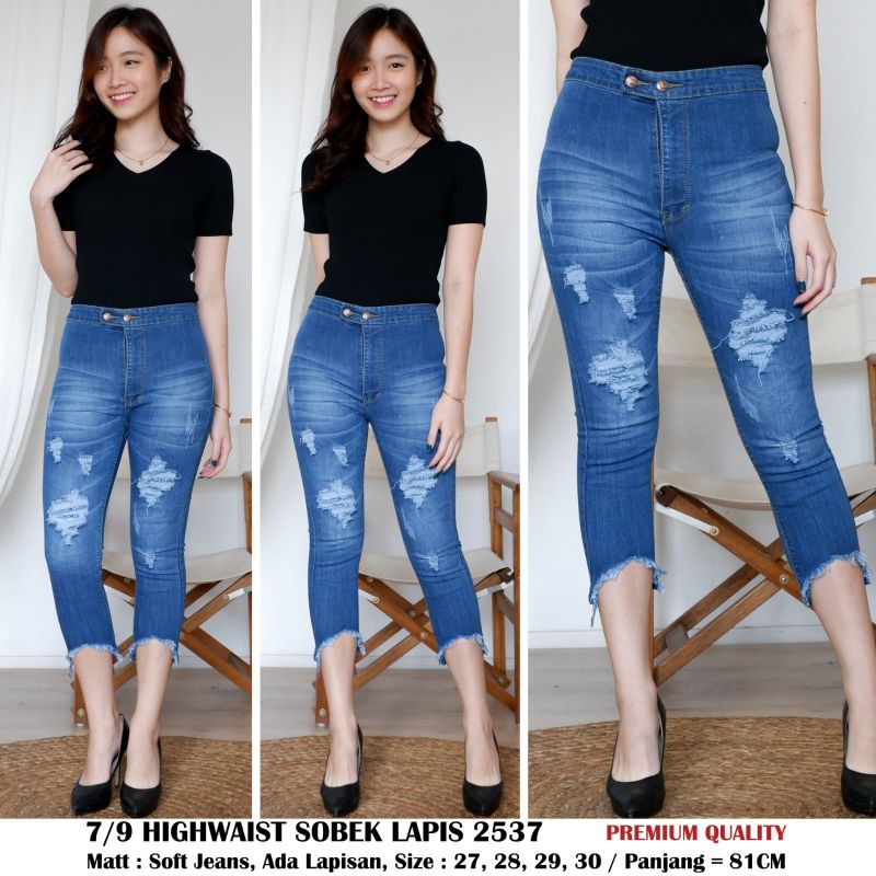 CELANA JEANS WANITA 7PER9 HIGHWAIST SOBEK LAPIS 2537 detail dipict