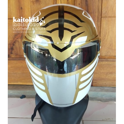 Helm Motor WHITE RANGER Helm SNI POWER RANGERS MMPR bisa Custom Simple