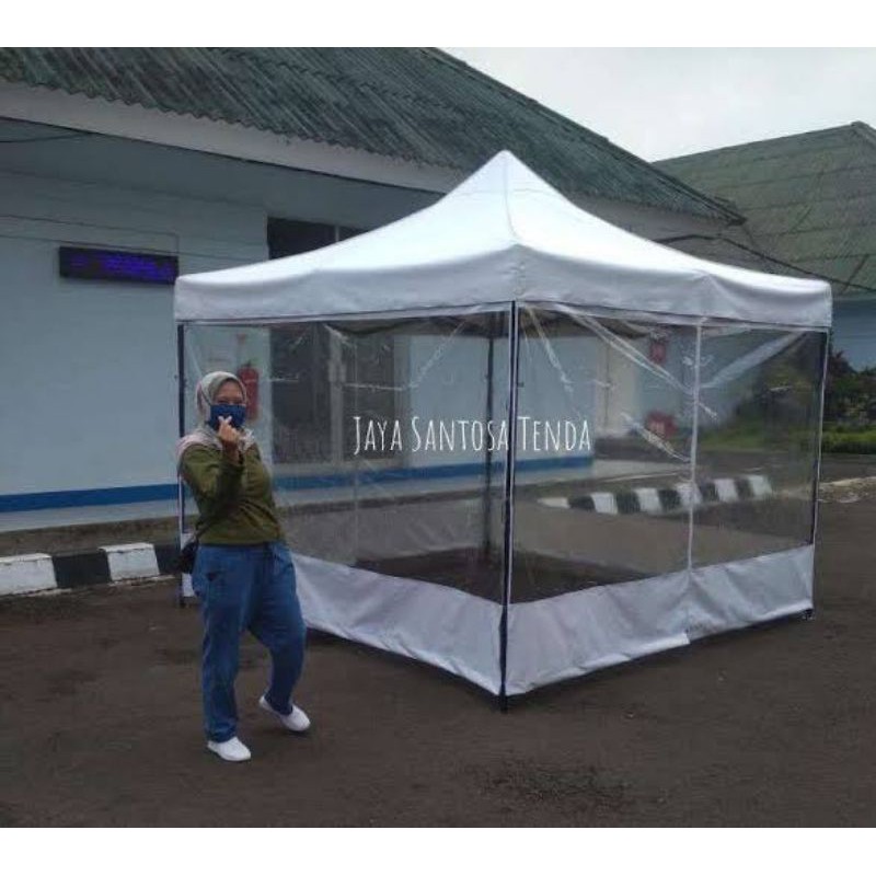 Atap kain terpal tenda 3x3 lipat putih