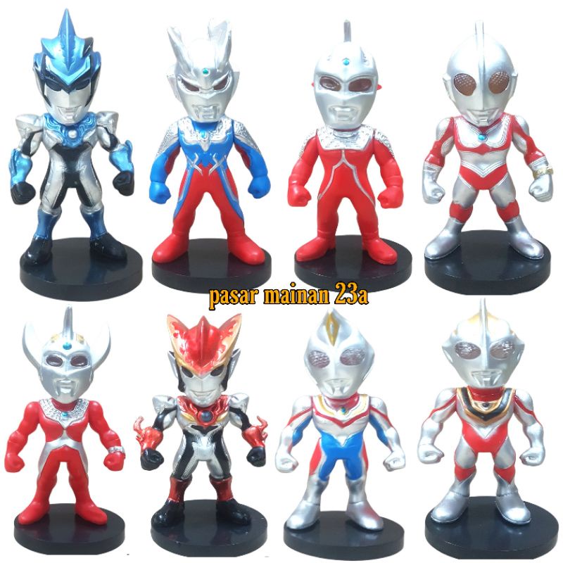 Mainan Figure Ultraman Zero Taiga Mebius Set 8 Hiasan Topper Cake