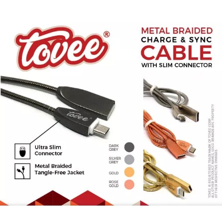 KABEL DATA TYPE C TOVEE METAL SLIM 100CM