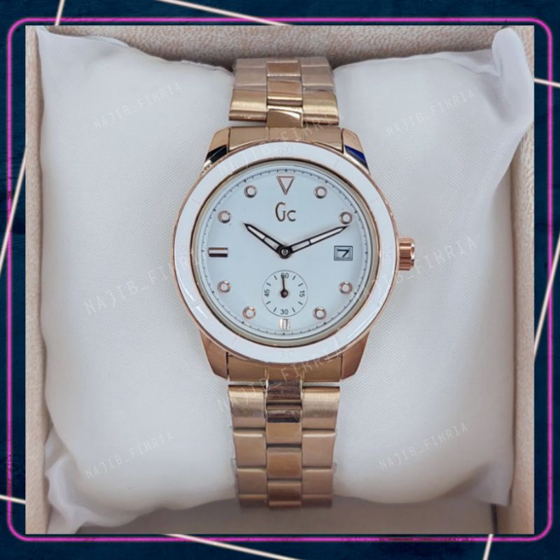 JAM TANGAN WANITA MEWAH GC 46500G / JAM TANGAN WANITA GUESS COLLECTION GC 46500G CHRONOGRAPH TANGGAL AKTIF