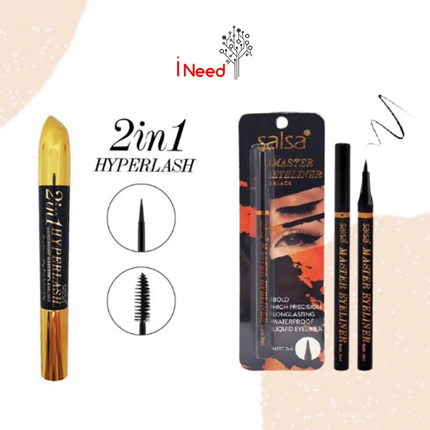 (INEED) (BPOM) SALSA 2 IN 1 HYPERLASH MASCARA / SALSA MASTER EYELINER BOLD