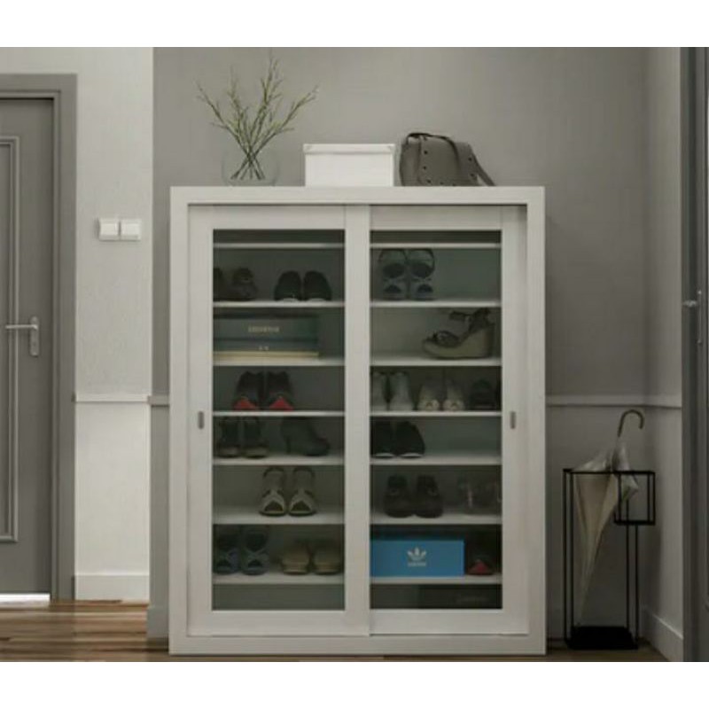 rak sepatu pintu sliding kaca