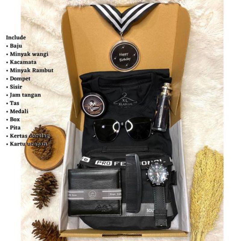 

BISA COD / HAMPERS COWOK MURAH / HAMPERS BLACK SERIES / KADO COWOK / HADIAH ULANG TAHUN COWOK / GIFTBOX COWOK / KADO COWOK / KADO MURAH COWOK