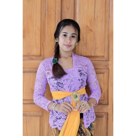 (Bisa COD) kebaya bali brokat strait sofia lengan panjang-Lilac