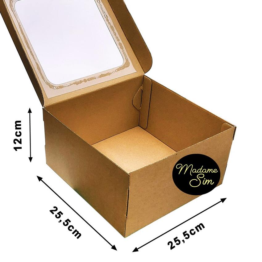 

♖ KOTAK KUE - CAKE BOX 25 x 25 x 12 CM - COKLAT + JENDELA (ISI 10 PCS) ♚