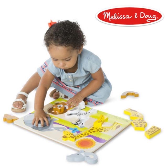 Chunky puzzle Melissa and Doug puzzle kayu slide untuk motif