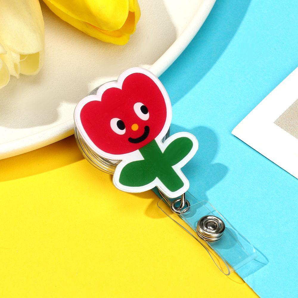 Top Klip Holder Lencana Motif Strawberry / Bunga Untuk Aksesoris Alat Tulis Pelajar