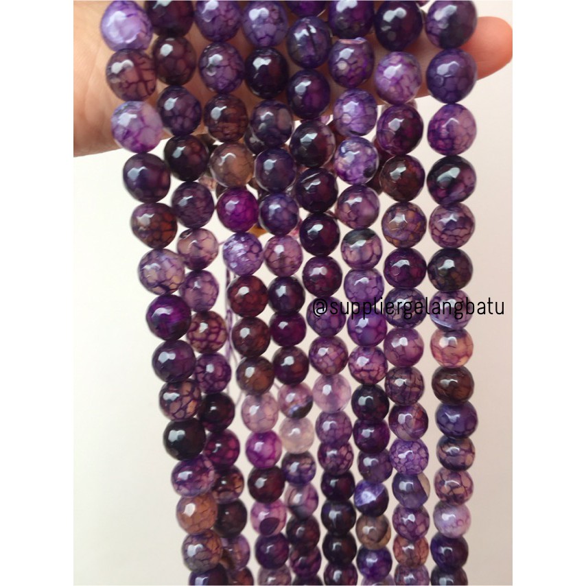 batu kecubung serat FACETED BEAD 10mm purple amethyst ungu kesehatan aksesoris fashion pernak pernik