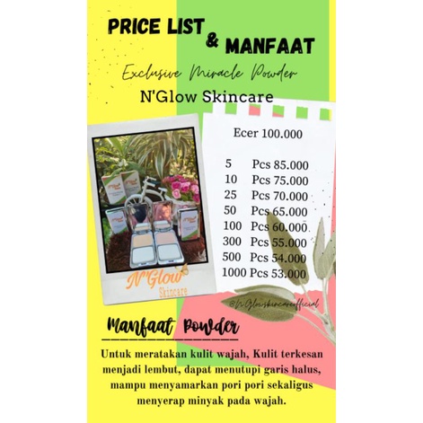 POWDER BEDAK PADAT N'GLOW SKINCARE, HASIL RINGAN DAN GLOWING