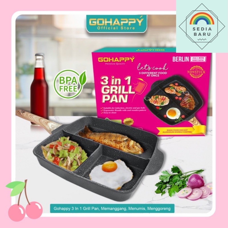 Grill Pan 3 In 1 - Berlin Panci 3 Sekat - Bulgogi Pan Gohappy