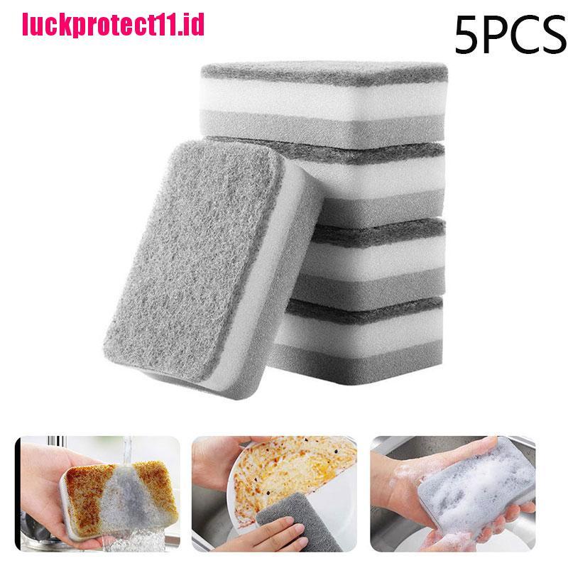 (LUCK11) 5pcs / Set Spons Cuci Piring / Mangkok Untuk Perlengkapan Dapur