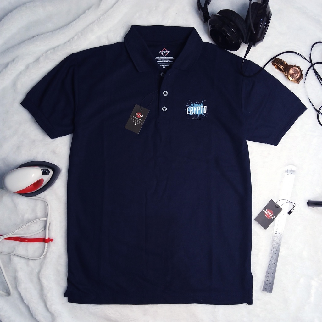 Kaos Kerah Pria Distro Polo Shirt Jumbo Big Size Motif Crypto