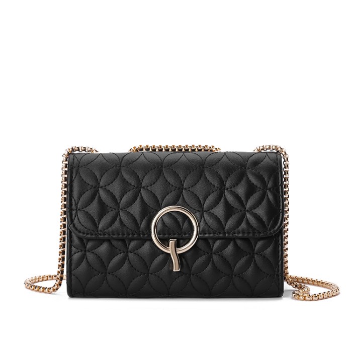 Tas Selempang Wanita HONYAN BIANCA SLING BAG Import Murah Mewah Rantai - Hitam, Dustbag