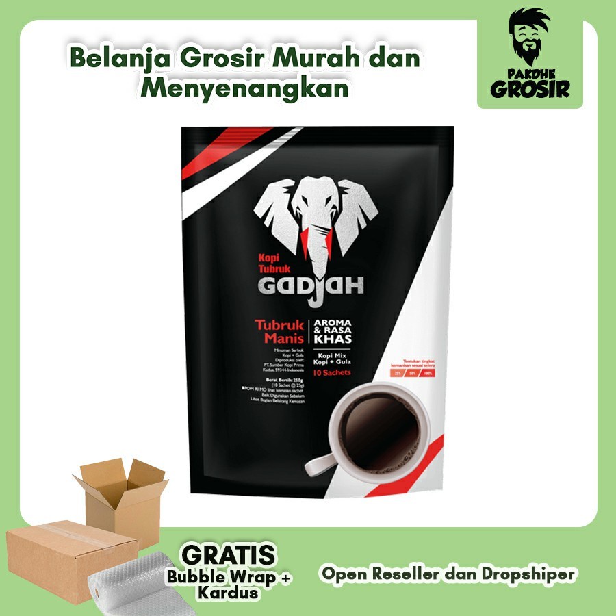 

Kopi Tubruk Gajah / Kopi Tubruk Gajah + Gula Kemasan Pouch 24gr x 10pc