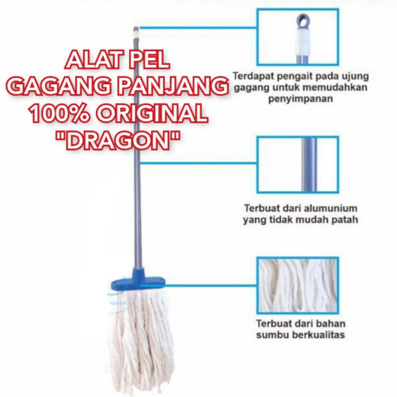 Alat Pel Pelan Mop Pel P15 Sumbu Pel Obor Dragon Alat Ngepel Lantai Rumah Pel Lantai Sumbu 1 Set Murah