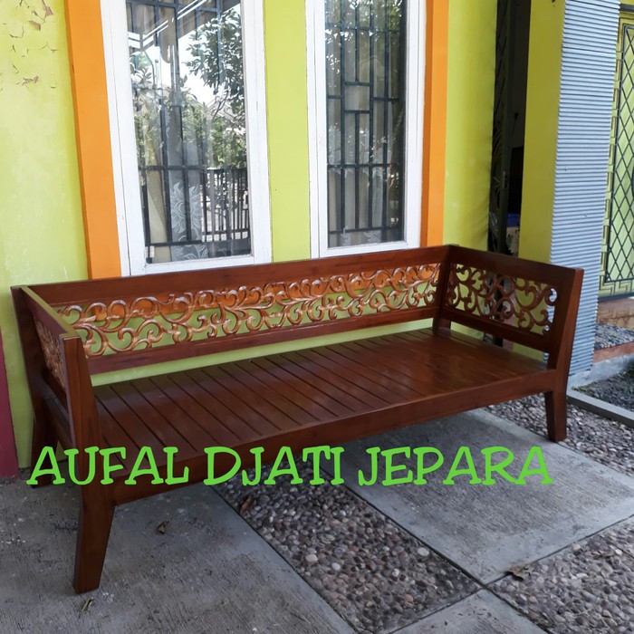 Kursi Tamu Teras Ukir Jati Jepara Risban Daybed Bale Bale