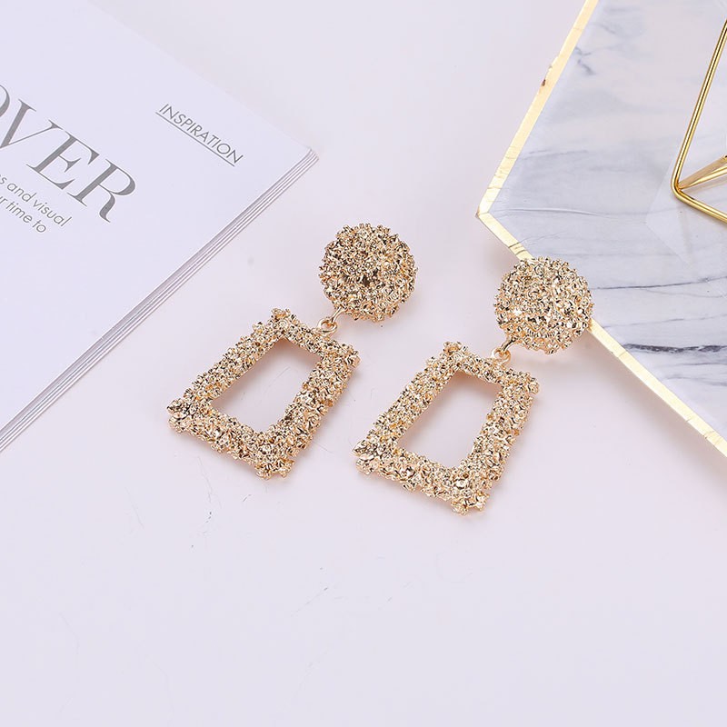 Anting Korea Anting Panjang Fashion Vintage Earrings Women Geometric Metal Earing Hanging