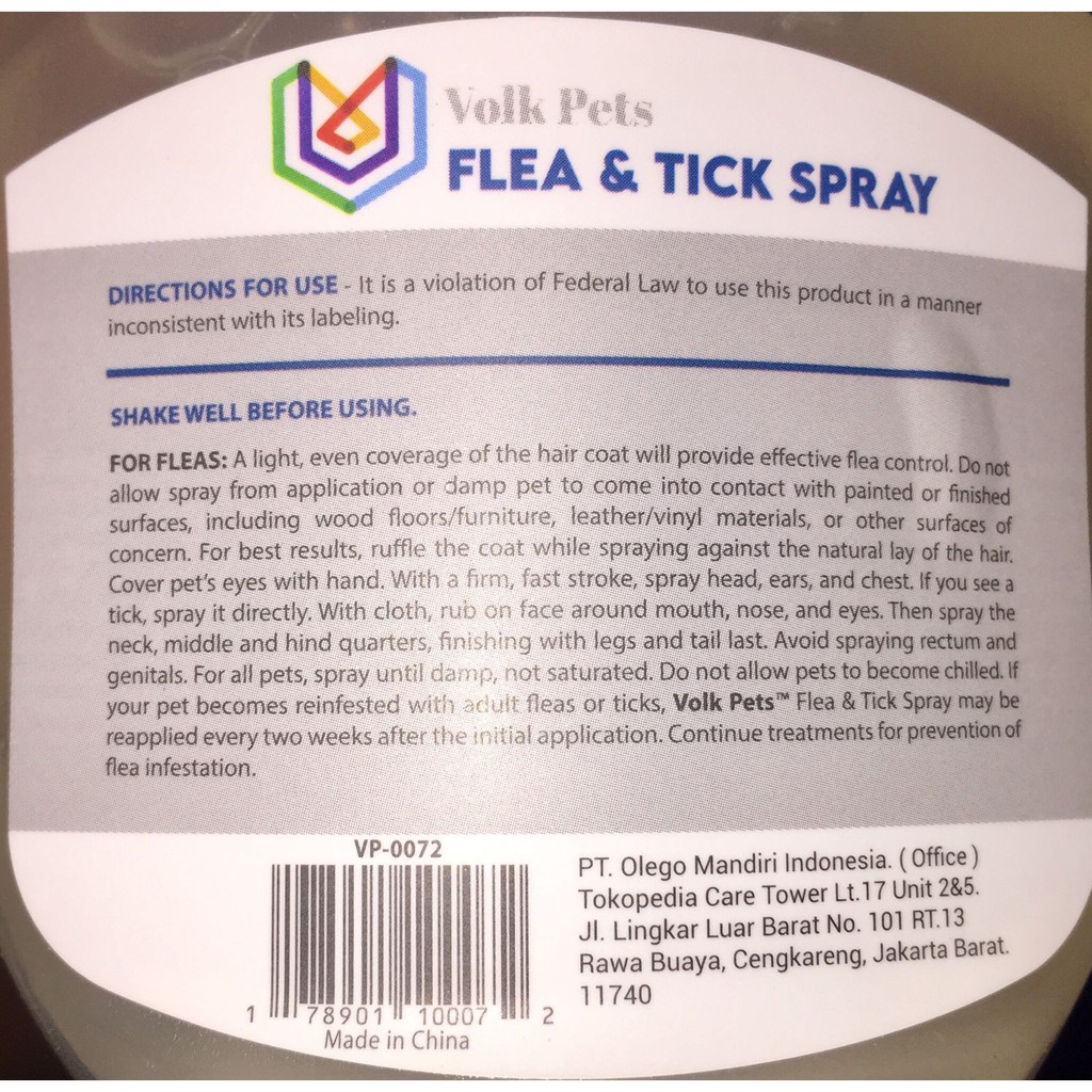 Volk Pets Flea &amp; Tick Spray 250ml Semprotan Anti Kutu Anjing