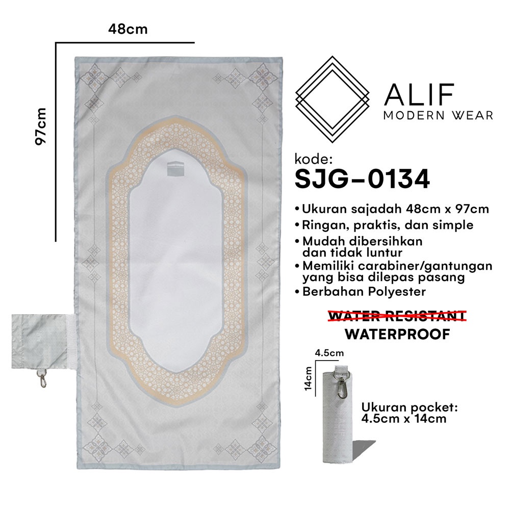 ALIF SAJADAH GENGGAM TRAVEL / SAKU / PORTABLE / WATERPROOF ( ALIF MODERN WEAR SJG-0134 )