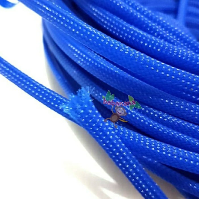 Pembungkus Kabel 4 mm Biru Tua Cable Sleeve braided nylon