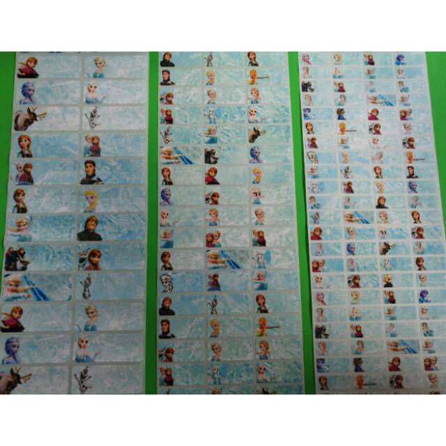 

FROZEN Stiker label nama waterproof anti air murah