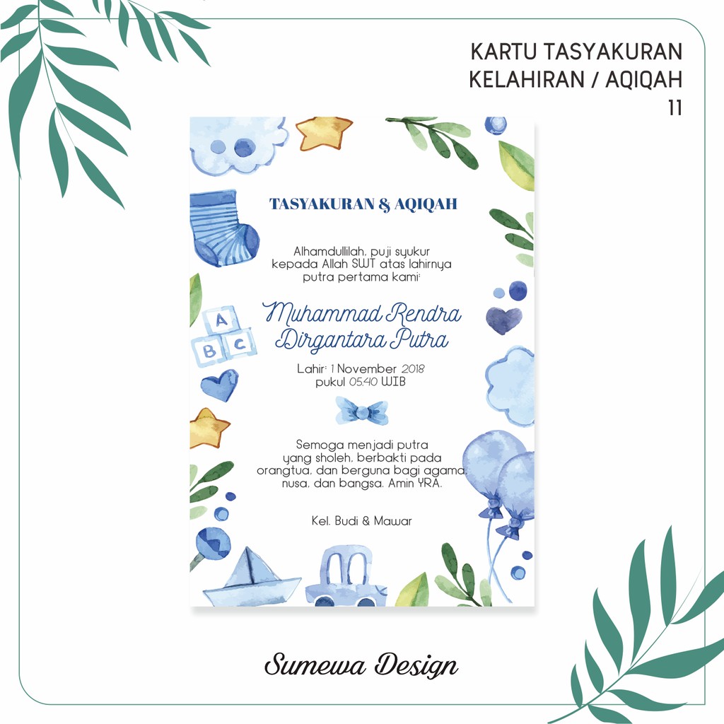 Kartu Ucapan Tasyakuran Kelahiran - Aqiqah - Khitanan - Selapanan 11