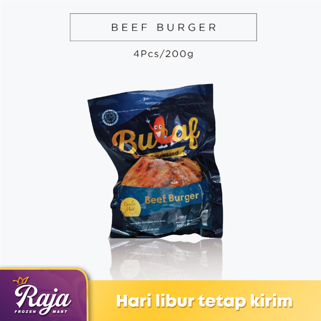 

Bulaf Beef Burger isi 4 200gr / Makanan Beku / Frozen Food / Burger / Kentang Beku