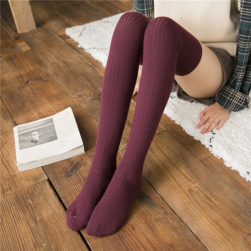 Kaos kaki rajut tinggi overknee long socks knitted winter cosplay musim dingin import korean style