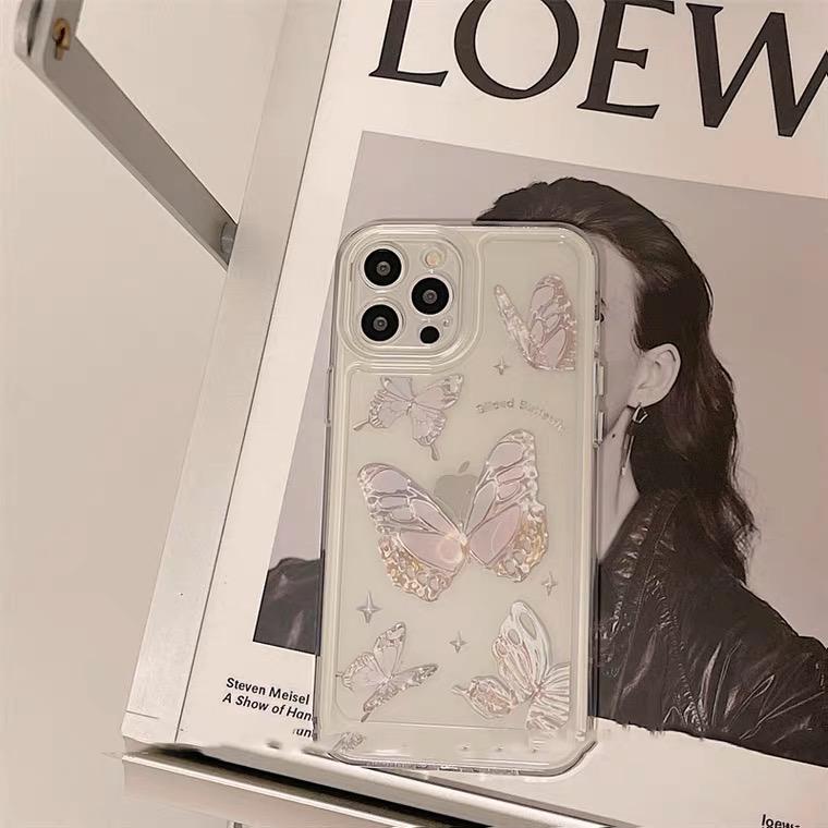 [TPC] Phone Case Bening Transparant BUTTERFLY Kupu -Kupu Card Holder Phone Case IPHONE 7 8 PLUS X XS MAX XR 11 12 13 14 PRO MAX - IP041