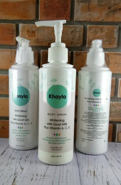 Body serum pemutih KHAYLA goatmilk plus vitamin A, C, E.  No. POM : NA 18160103729