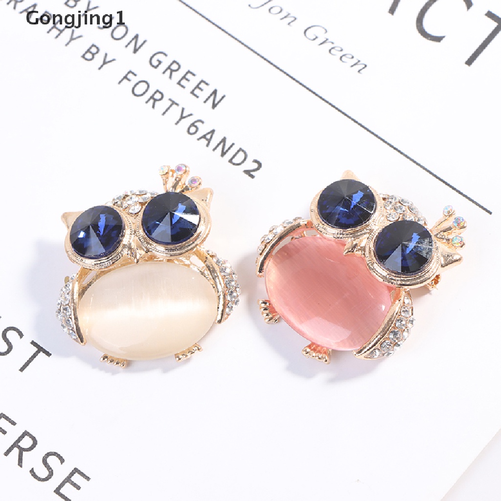 Gongjing1 1Pc Bros Pin Bentuk Burung Hantu Mata Biru Untuk Aksesoris Pakaian Wanita