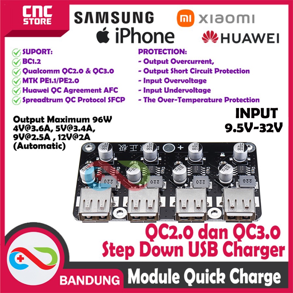 MODULE STEP DOWN FAST CHARGING 4 CHANNEL USB QC 3.0 96W