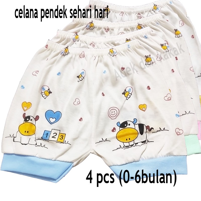 4 pcs celana pendek bayi untuk bayi 3-9 bulan